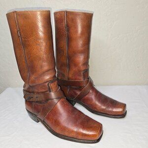 FRYE Men's VTG 70's Black Label 15" Leather Strapped Square Toe Boots Sz. 12 D